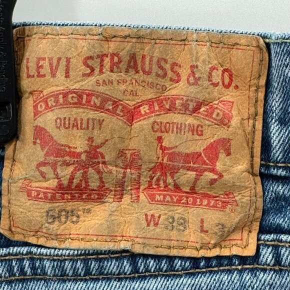 Levis 505 Mens Straight Fit Blue Denim Jeans Size 38x34 - Picture 3 of 9